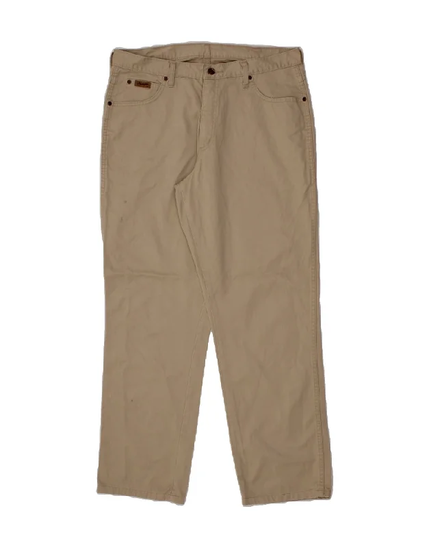 Loose fit WRANGLER Mens Mississippi Straight Casual Trousers W36 L32 Beige Cotton