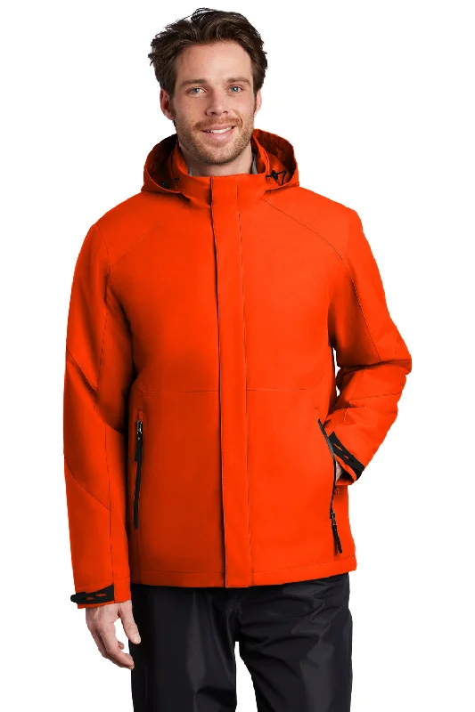 Versatile-wear  Port Authority Mens Tech Windproof & Waterproof Full Zip Hooded Jacket - Fire Orange