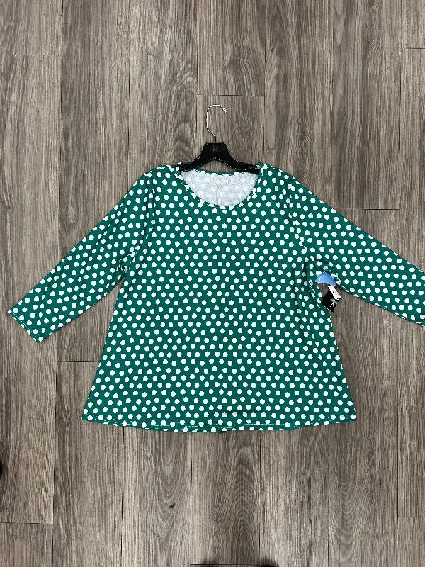 Designer long sleeve Top 3/4 Sleeve By Kim Rogers In Polkadot Pattern, Size: Xl