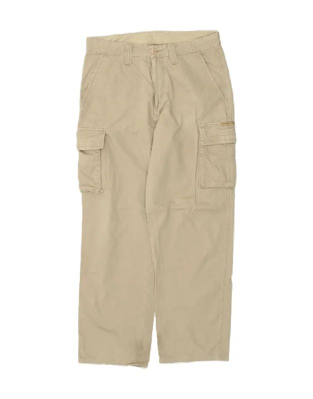 Wide-leg RIFLE Mens Straight Cargo Trousers W34 L30 Beige Cotton