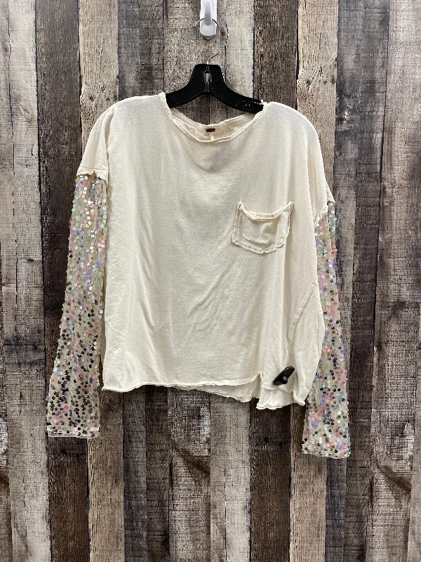 High-neck top Top Long Sleeve By Free People In Cream, Size: M