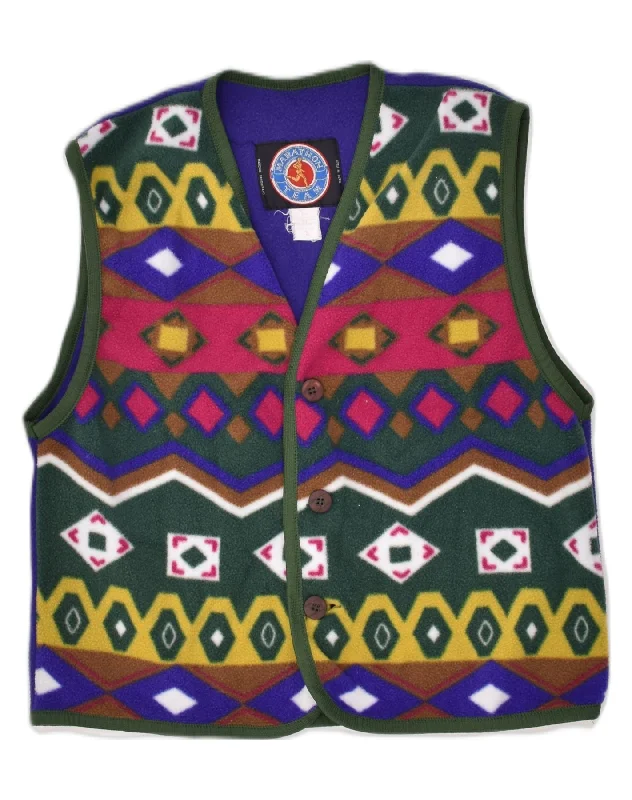 Performance-wear VINTAGE Mens Fleece Gilet UK 36 Small Multicoloured Argyle/Diamond