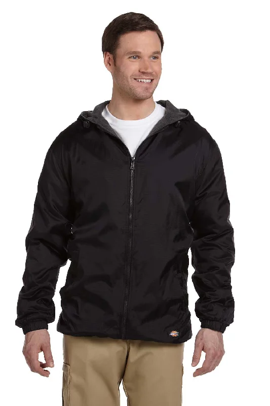 Slim-fit Dickies Mens Water Resistant Full Zip Hooded Jacket - Black