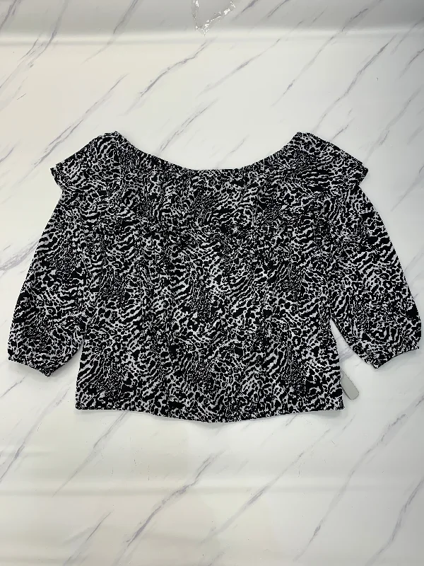 Cotton blend Top 3/4 Sleeve By Michael By Michael Kors In Black & White, Size:2X