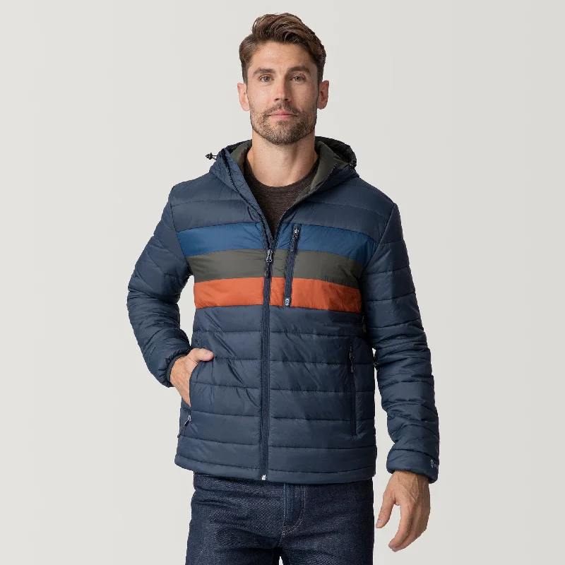 Cozy-texture  Men's Tri-Color Hooded Puffer Jacket