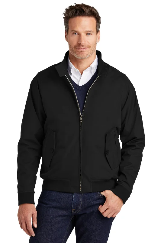 Slim-fit Brooks Brothers Mens Water Resistant Full Zip Bomber Jacket - Deep Black