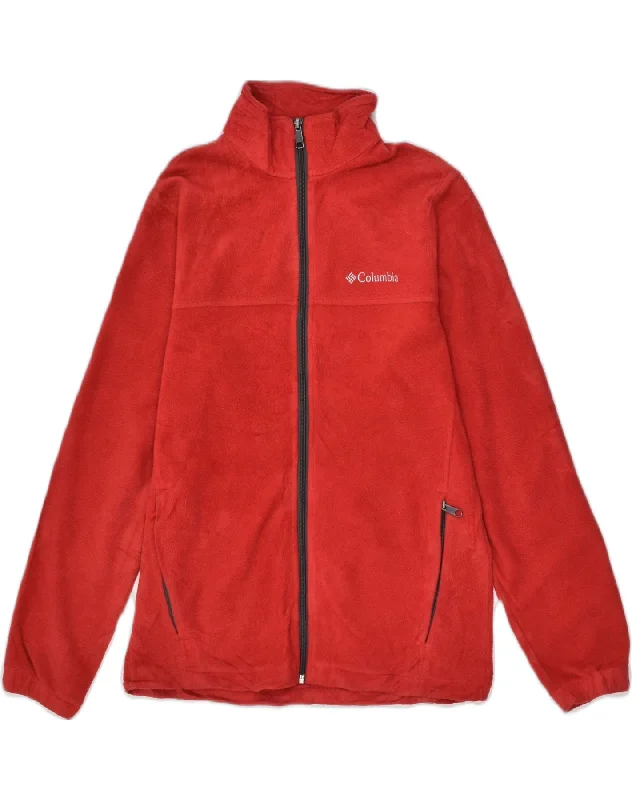 Performance-wear COLUMBIA Mens Fleece Jacket UK 36 Small Red Polyester