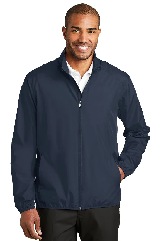 Layered Port Authority Mens Zephyr Wind & Water Resistant Full Zip Jacket - Dress Navy Blue