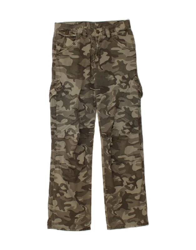 Acid-wash VINTAGE Mens Straight Casual Trousers W31 L31  Grey Camouflage Cotton