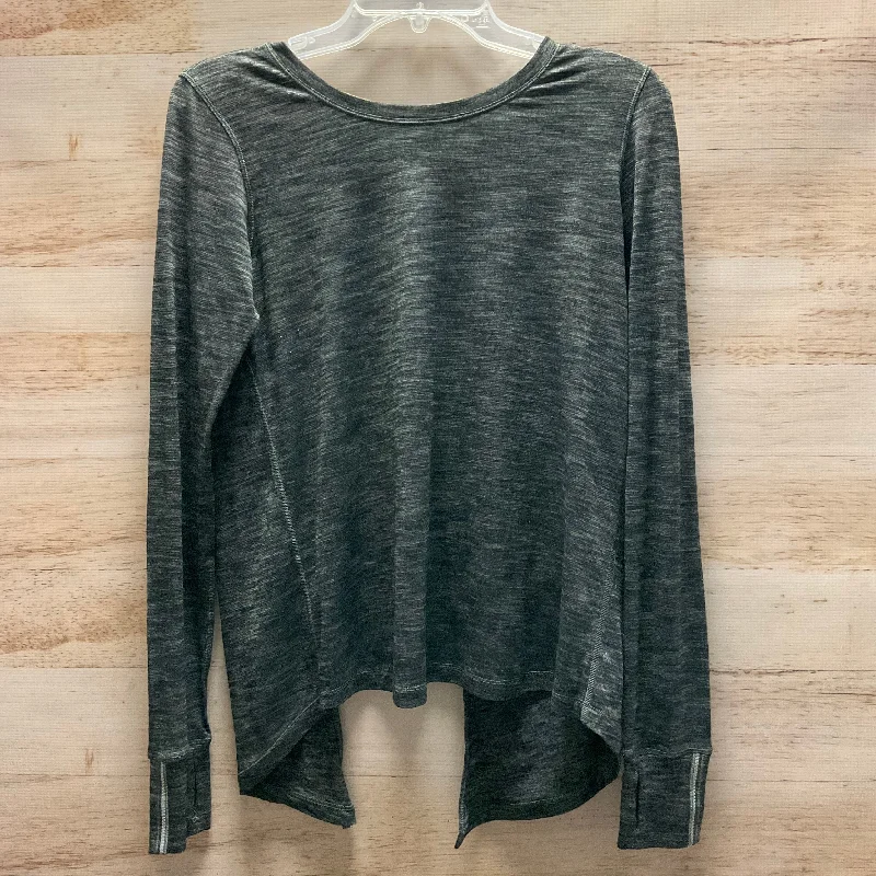 Premium fabric Athletic Top Long Sleeve Collar By Lululemon In Grey, Size: 6