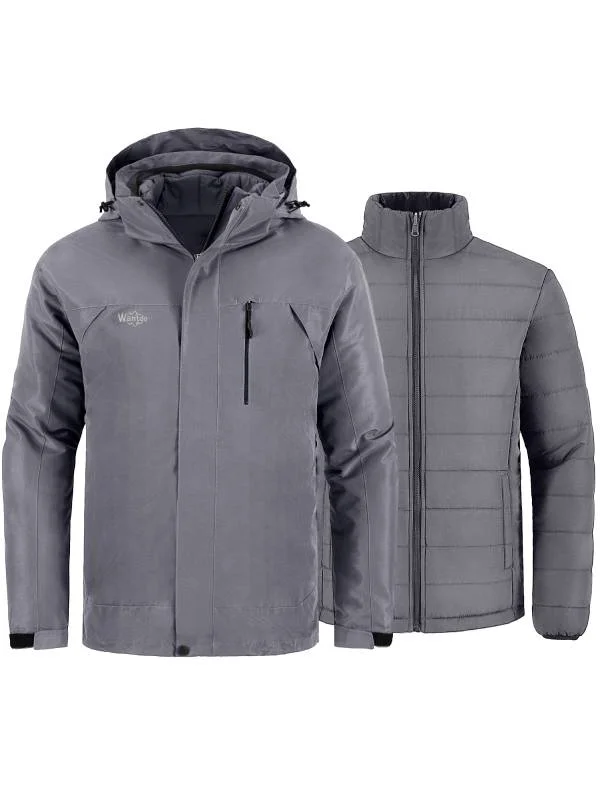 Tailored-wear Men's Waterproof 3-in-1 Ski Jacket Windproof Insulated Winter Jackets Alpine I