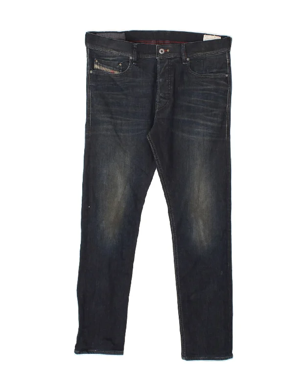 Bleached denim DIESEL Mens Tepphar Carrot Slim Jeans W33 L32 Navy Blue Cotton