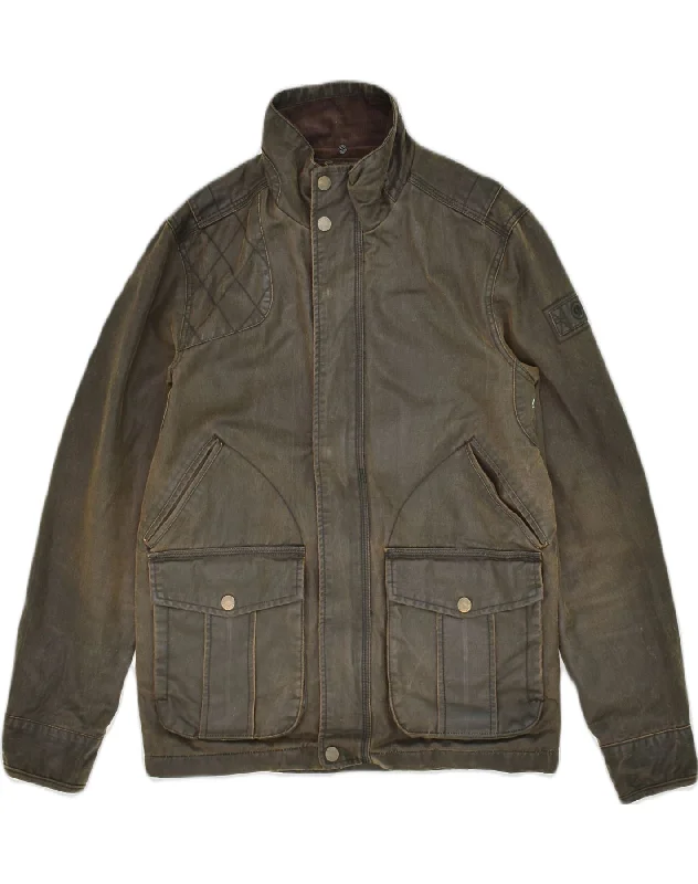 Recycled-materials FAT FACE Mens Utility Jacket UK 34 XS Brown Cotton