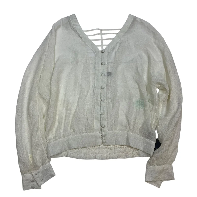 Crew neck top Top Long Sleeve By Pearl In Cream, Size: L