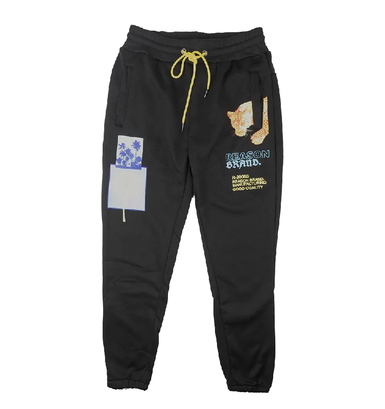 Button-up pants REASON FLEECE JOGGER PANTS BLACK - RO-5E