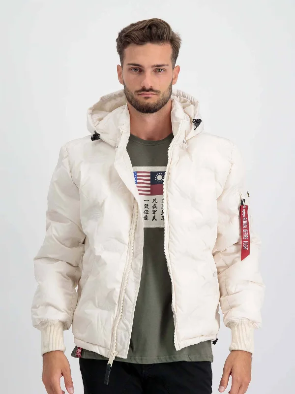 Layer-ready HOODED LOGO PUFFER