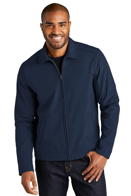 Relaxed-wear Port Authority Mens Mechanic Wind & Water Resistant Full Zip Soft Shell Jacket - Dress Navy Blue