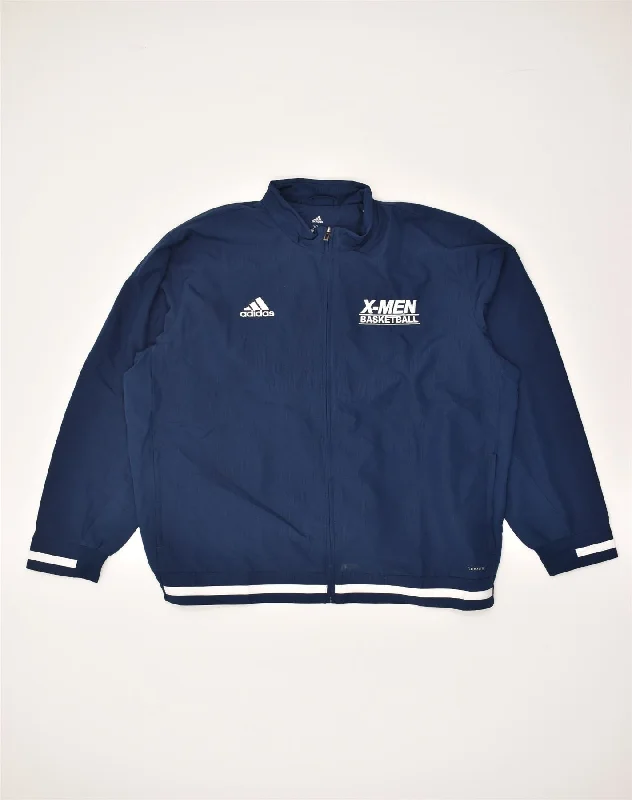 Layer-ready ADIDAS Mens Basketball Rain Jacket UK 42 XL Navy Blue Polyester