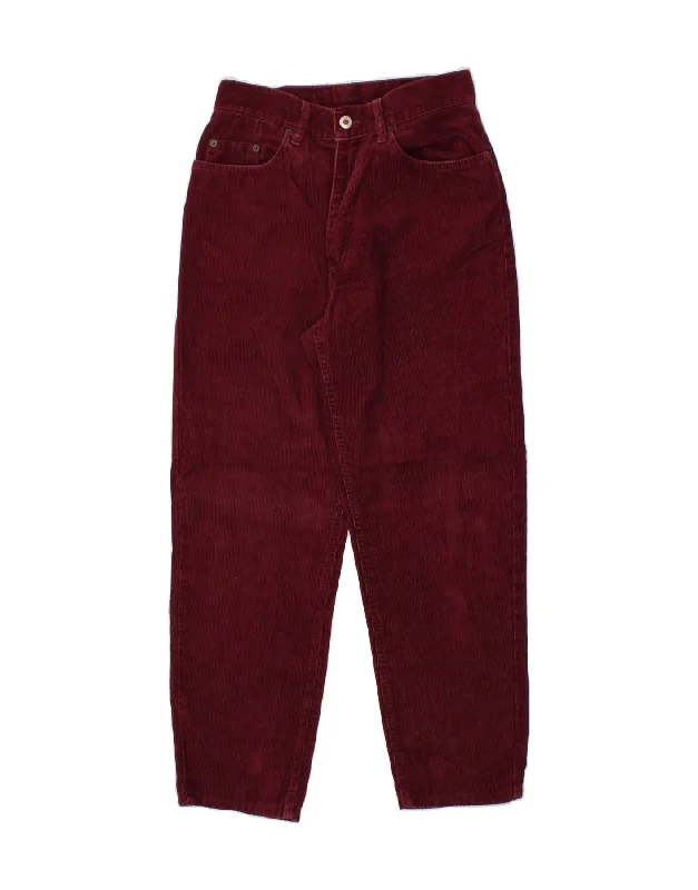 Wide-leg denim SCHOTT Mens Tapered Corduroy Trousers W30 L26 Burgundy Cotton