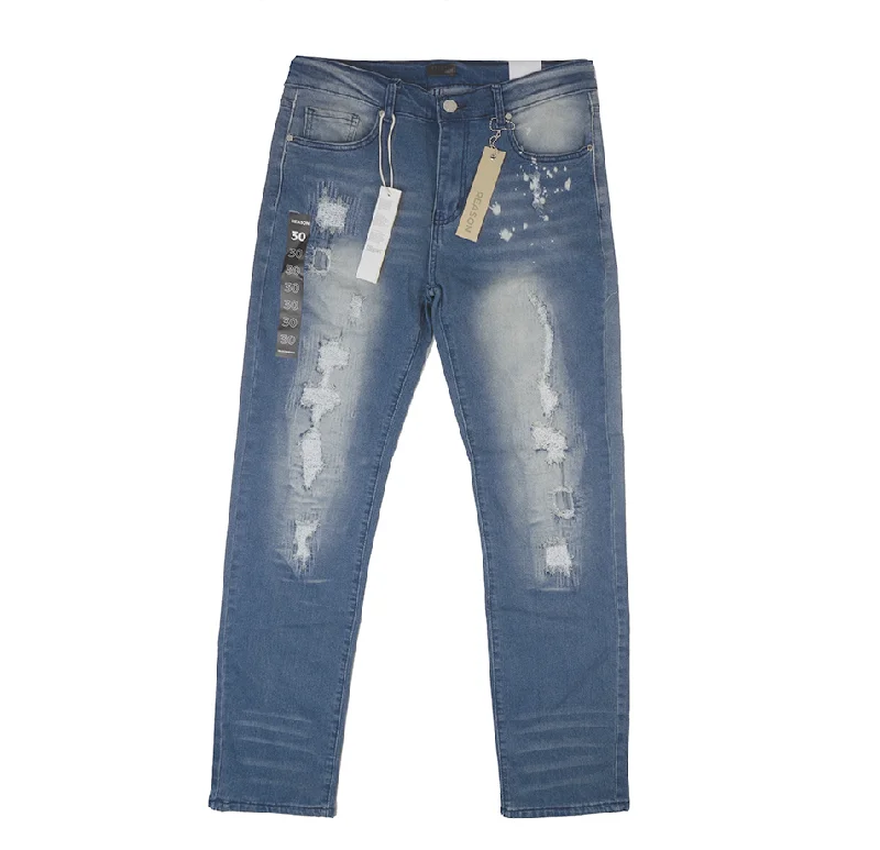 Stretch trousers REASON DISTRESSED DENIM JEANS M BLUE - RMP-F22-003