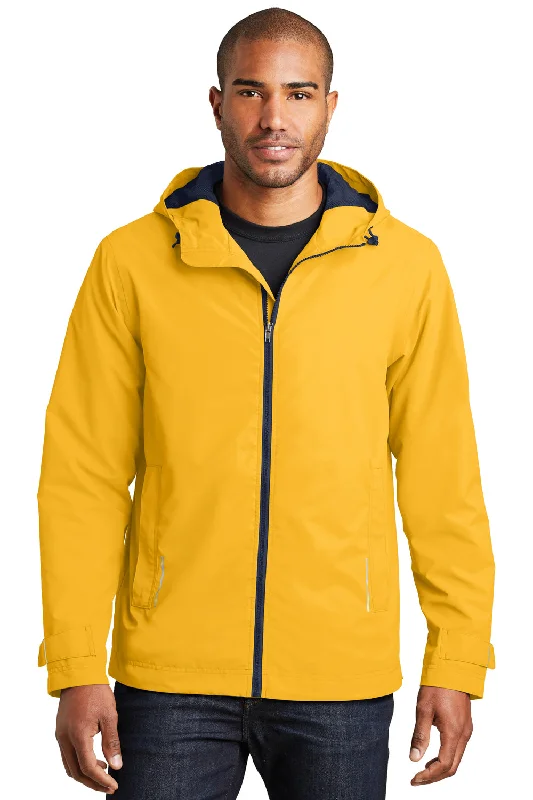 Transitional Port Authority Mens Northwest Slicker Waterproof Full Zip Hooded Jacket - Slicker Yellow