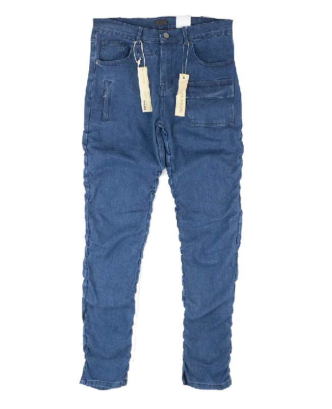 Relaxed fit REASON RUCHED DENIM JEANS M BLUE - RB23-100