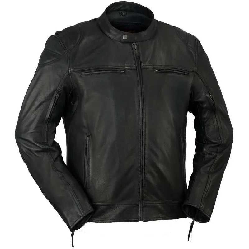 Streetwear First Mfg Mens Top Performer Vented Leather Motorcycle Jacket