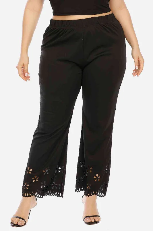 High-waisted Plus Size Openwork Detail Pants