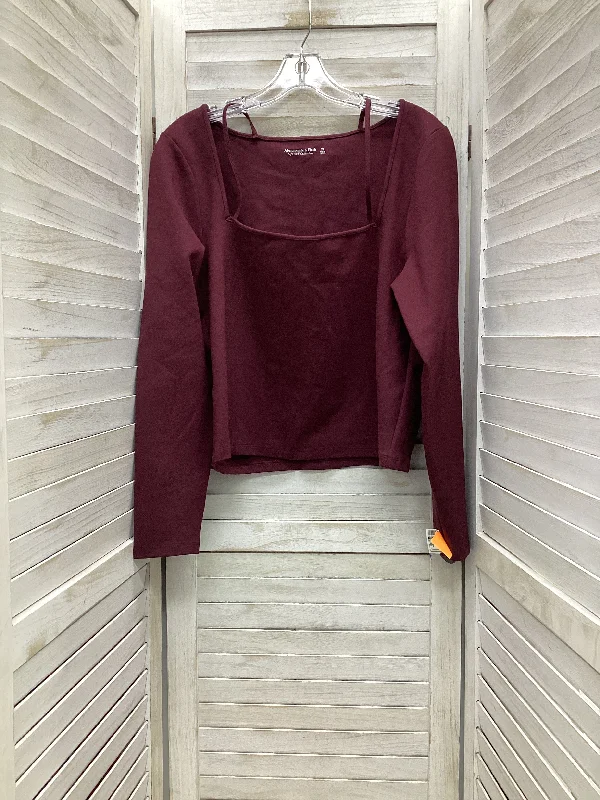 Designer long sleeve Athletic Top Long Sleeve Crewneck By Abercrombie And Fitch In Burgundy, Size: Xl