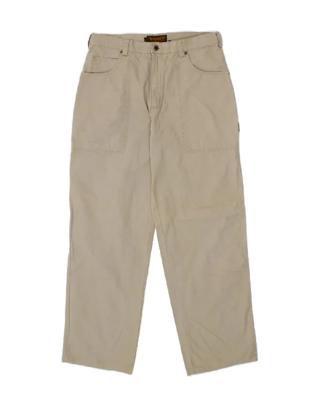 Raw hem TIMBERLAND Mens Straight Casual Trousers  W32 L30 Beige Cotton