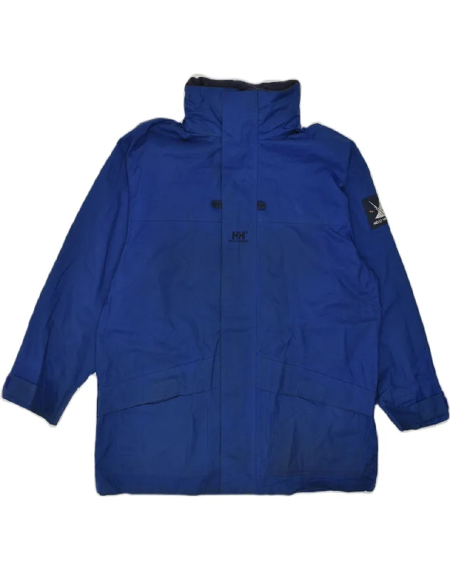 Military-inspired HELLY HANSEN Mens Hooded Rain Jacket UK 38 Medium Blue Polyamide