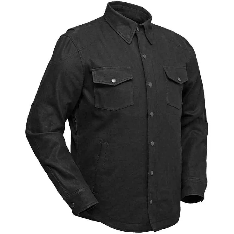 Heavy-duty First Mfg Mens Equalizer Black Waxed Cotton Riding Shirt