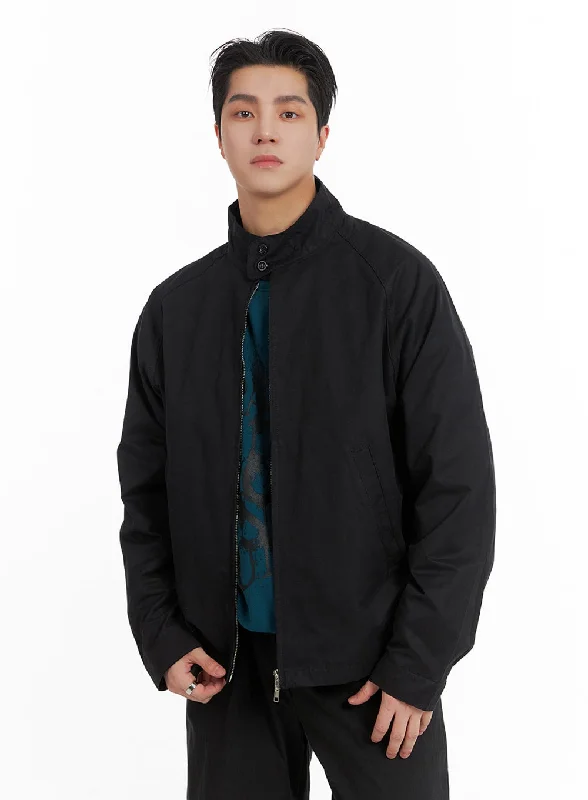 Off-duty Men's Solid High Neck Jacket IA401