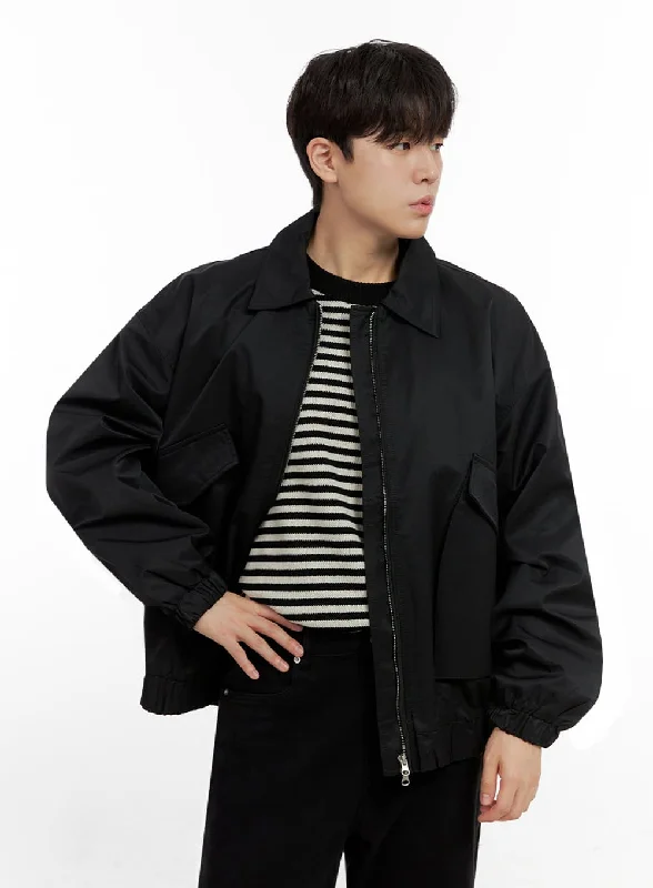 Tailored-wear Men's Oversize Zip Up Polyester Jacket IN422