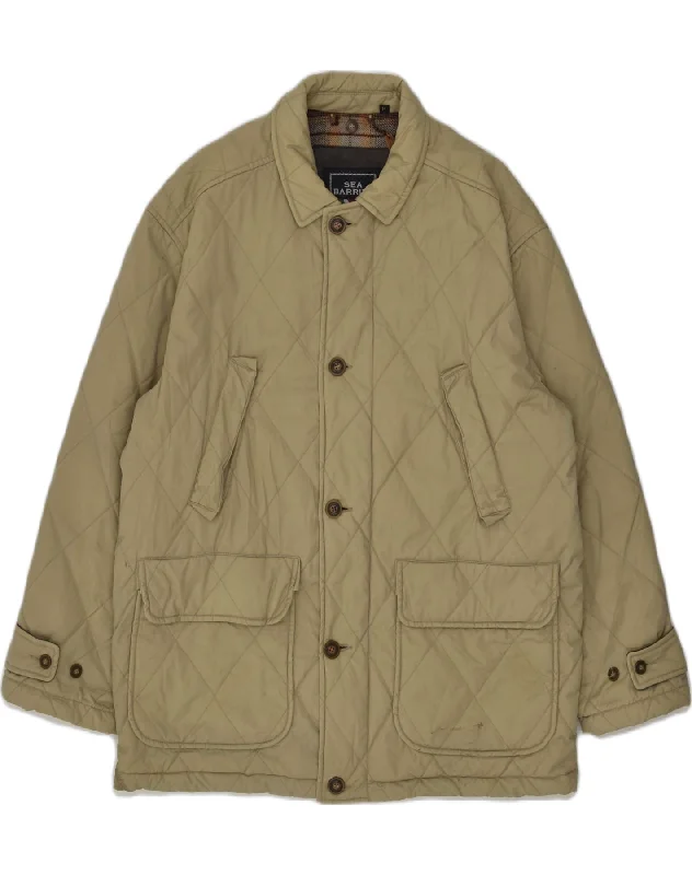 Recycled-materials SEA BARRIER Mens Quilted Jacket UK 38 Medium Beige Polyester