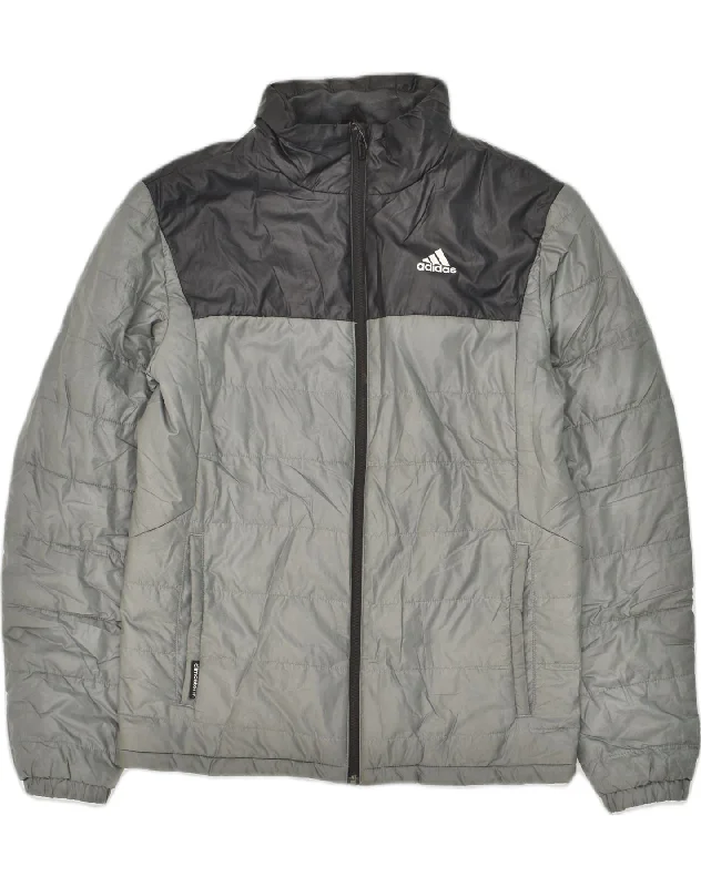 Dynamic-wear ADIDAS Mens Padded Jacket UK 36 Small Grey Colourblock Polyester