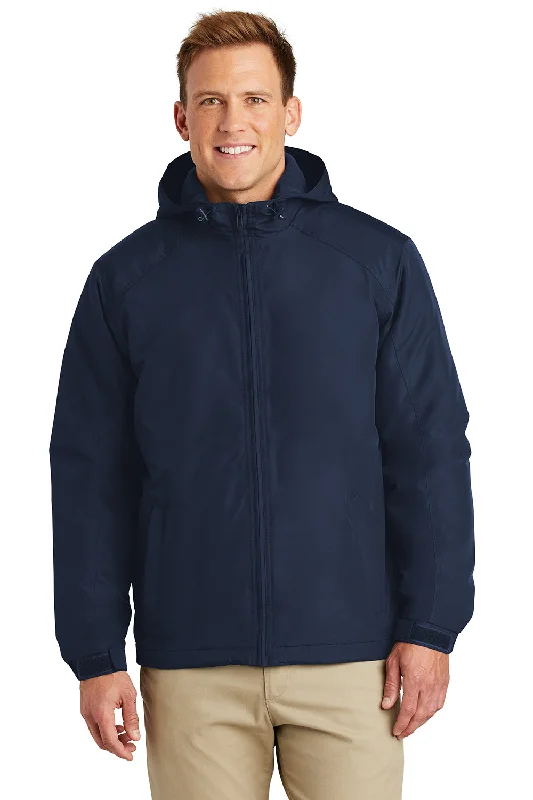 Dynamic-wear Port Authority Mens Charger Wind & Water Resistant Full Zip Hooded Jacket - True Navy Blue