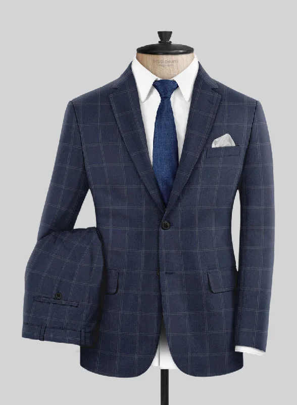 English Hardy Minnis Blue Windowpane Wool Suit