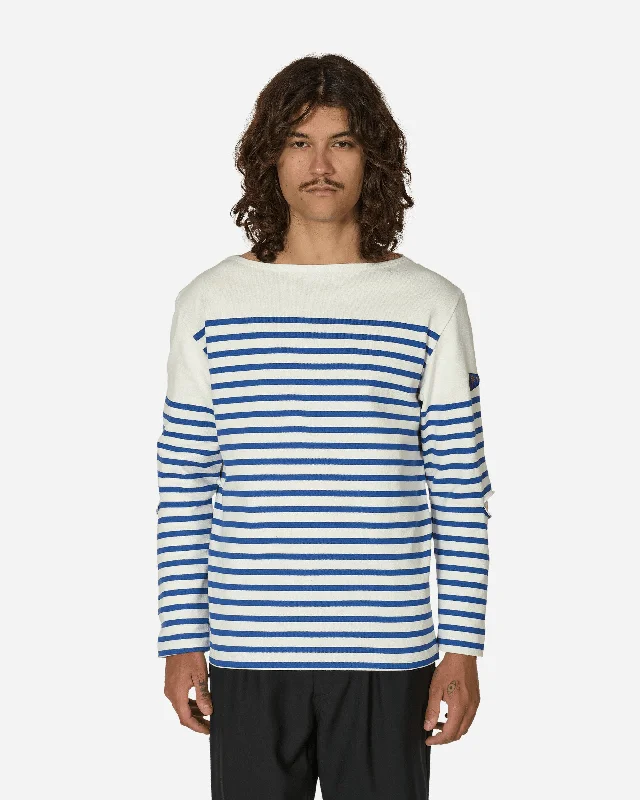 Power Panel Stripe Jersey Elbow-Rip Longsleeve T-Shirt (Rainbowy Patch) White