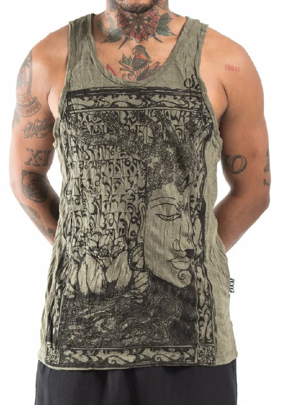 Fleece vest Sure Design Men's Sanskrit Buddha Tank Top Green