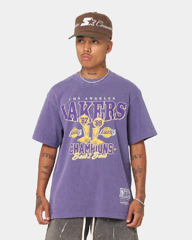 Modern Mitchell & Ness Los Angeles Lakers Vintage Champs Trophy T-Shirt Faded Purple