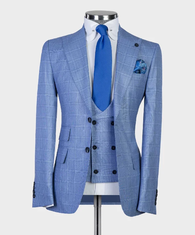 Italian Blue Plaid Suit