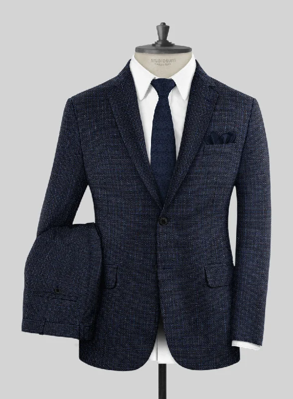 Casual-chic London Loom Blue Ilaria Wool Silk Linen Suit