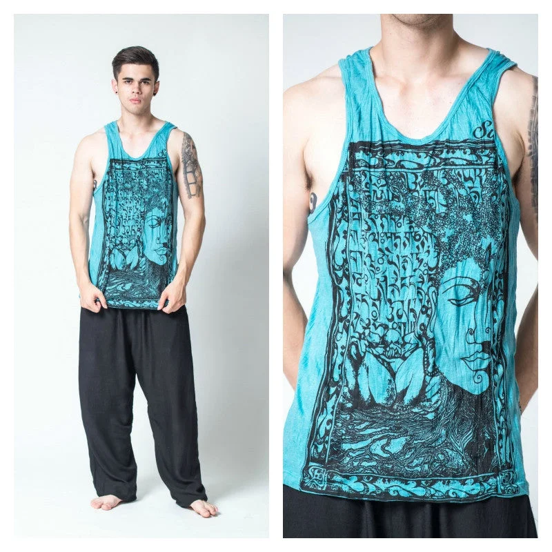 Quilted vest Sure Design Men's Sanskrit Buddha Tank Top Turquoise