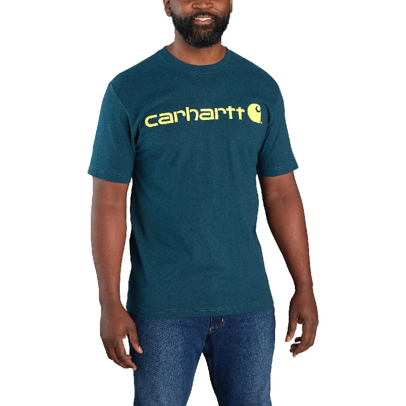 Tailored Carhartt Men's Signature Logo Short Sleeve T-Shirt_Night Blue Heather