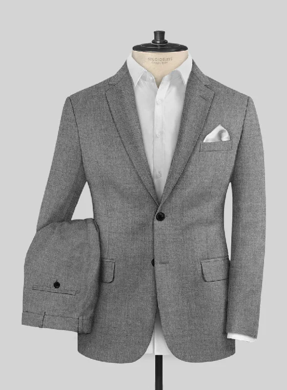 High-fashion Hardy Minnis Gray Twill Wool Suit