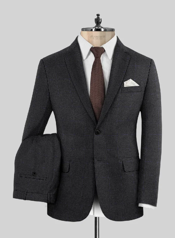 Eco Hardy Minnis Pane Charcoal Wool Suit