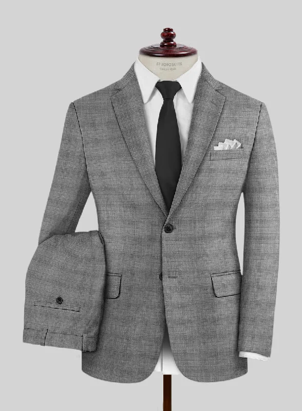 Timeless London Loom Gray Bruna Wool Silk Linen Suit