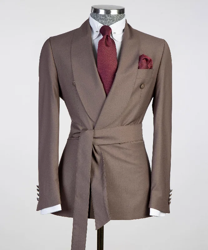 Monochrome Belted Brown Suit