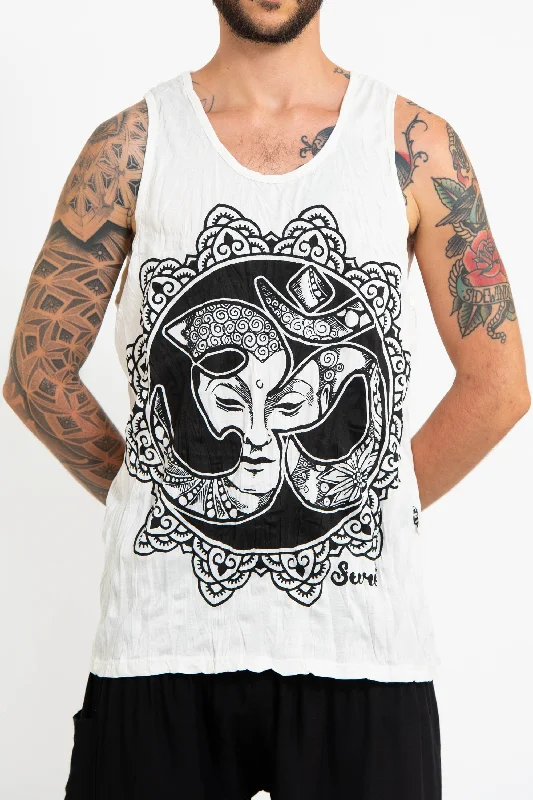 Waistcoat Sure Design Men's Om Buddha Face Tank Top White